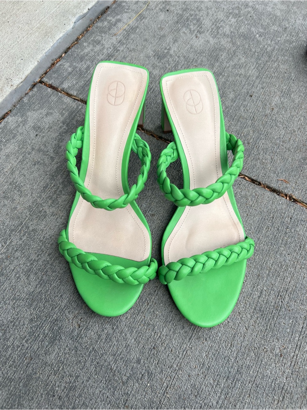 Porte & paire Braided Strap Green Womens Heeled Sandals